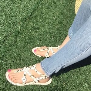 Louis Vuitton Gold Studded Strappy Sandals